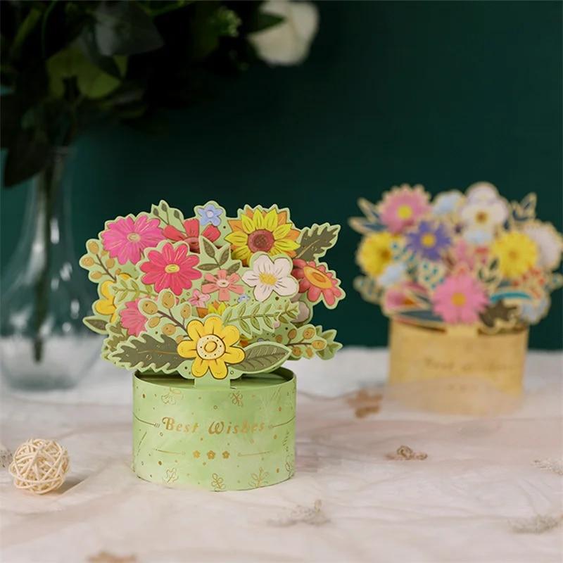 Креативная 3d всплывающая открытка-букет G Craft Поздравительные открытки Подарок на День матери День святого Валентина День рождения Годовщина Бумажный холдинг