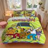 3pcs Scooby Doo Mystery Machine Quilt Cover Set (1 Quilt Cover + 2 Pillowcases Without Pillow Core), High-Definition Printing for Home and Dormitory.F