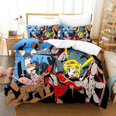 Комплект постельного белья Tengen Toppa Gurren Lagann Односпальный Полуторный Двуспальный Кингсайз Комплект для кровати Взрослый Детский Спальня Наборы пододеяльников 3D-принт