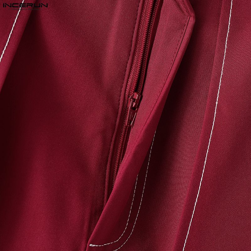 INCERUN Мужские повседневные свободные брюки с молнией на талии спереди, с неровными слоями, длинные