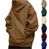 Men's Fashion Solid Color Long Sleeved Hooded Pullover With Pockets Casual Adult Sweatshirt Top