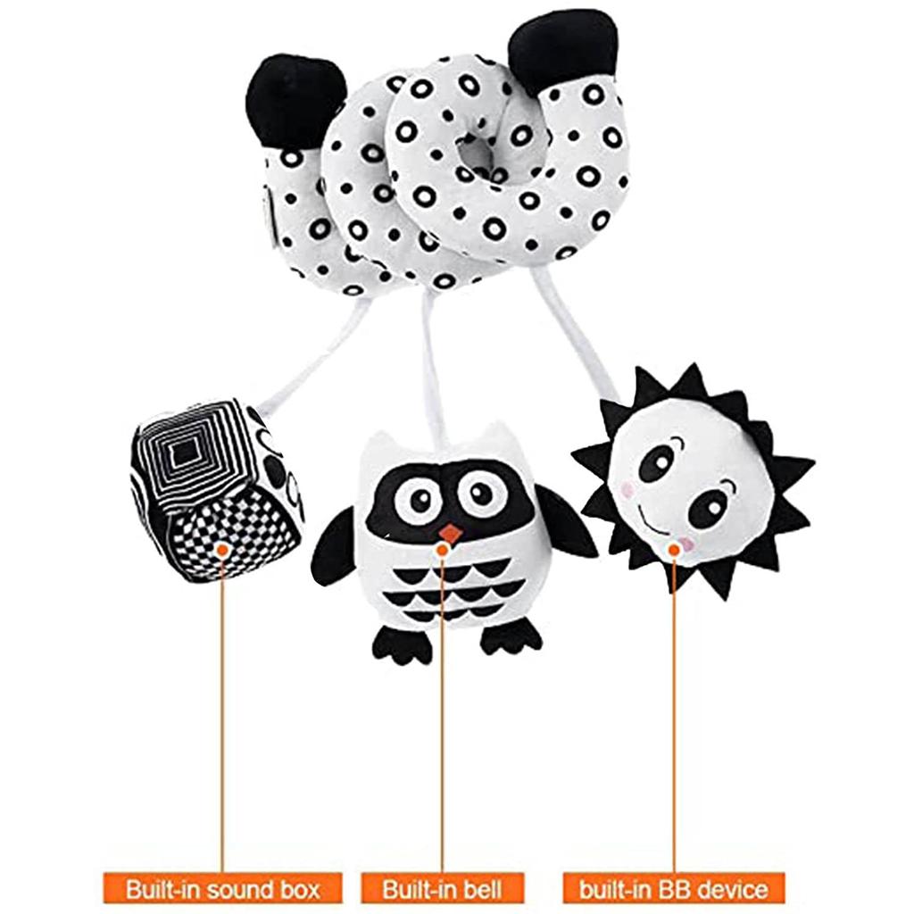 Спиральные плюшевые игрушки для автокресла, игрушки для кроватки, спиральная игрушка для занятий спортом, встроенное устройство BB, погремушка и звуковой ящик, сенсорная игрушка для новорожденных, лучший подарок на 0, 3, 6, 9, 12 месяцев