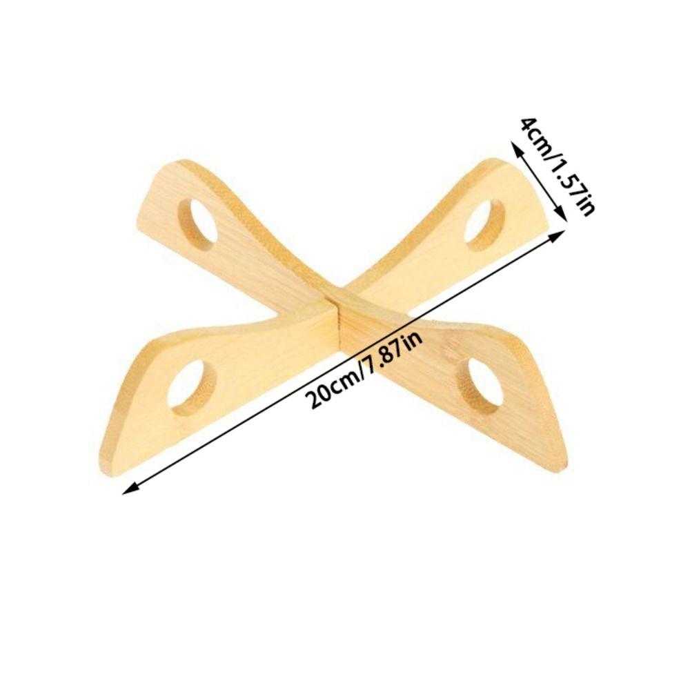 Durable Cross Pot Holder Bamboo Anti-Slip Casserole Rack Drain Anti-Scalding Pot Base Bracket Kitchen Gadget