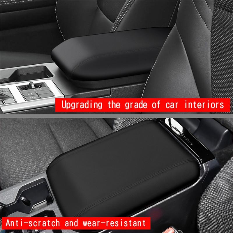 Durable-Car Center Console Armrest Box Cover Armrest Box PU Leather Panels For Toyota Prado LC250 2024 Black