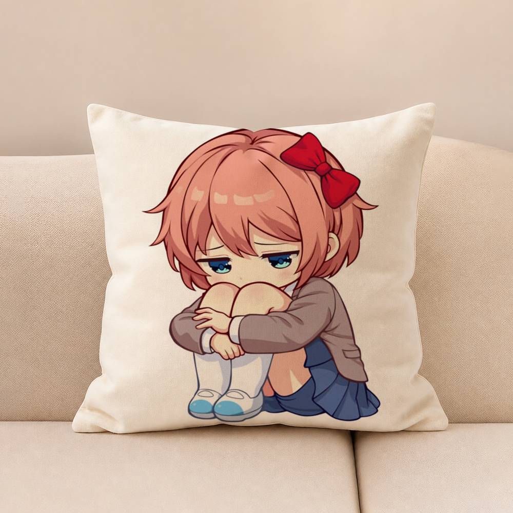 So Cute DDDLC SSayori Printing Pillowcases Cushion Cover Pillow Covers Home Decoration Square MultiSize
