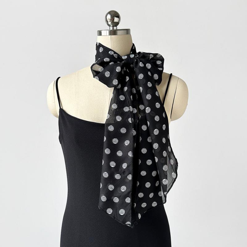 Accessories Polka Dot Silk Scarf Neck High-End Long Ribbon Women'S Matching Headband Belt Belt Stacked Wear