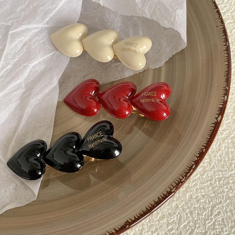 Милая, милая челка в форме сердца с любовью, боковая заколка, корейская мода, милая женская заколка-уточка, заколка для волос, простые металлические аксессуары для волос