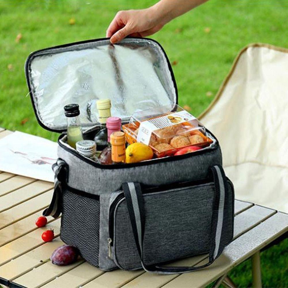 Oxford Cloth Insulated Cooler Bag Handheld Cooler Lunch Box Portable Food Storage Bag for Office
