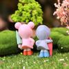Adorable Cartoon Raincoat Couple Figurine - Miniature Landscape Decoration Doll