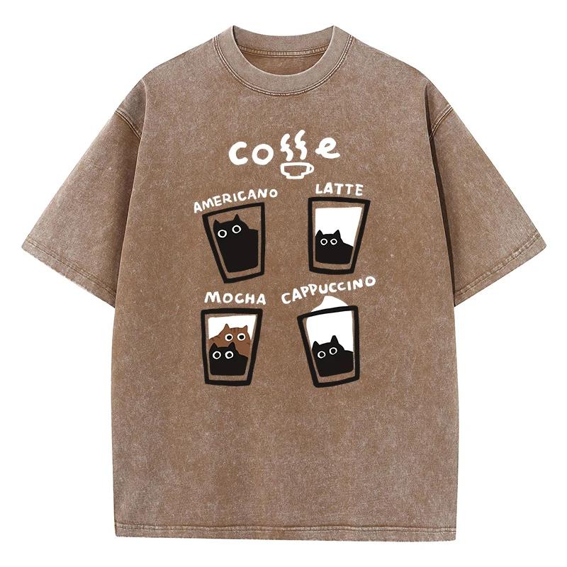 Футболки с четырьмя разными вкусами кофе, мужская футболка Vigor Art, оригинальная хлопковая футболка Normcore с круглым вырезом и короткими рукавами