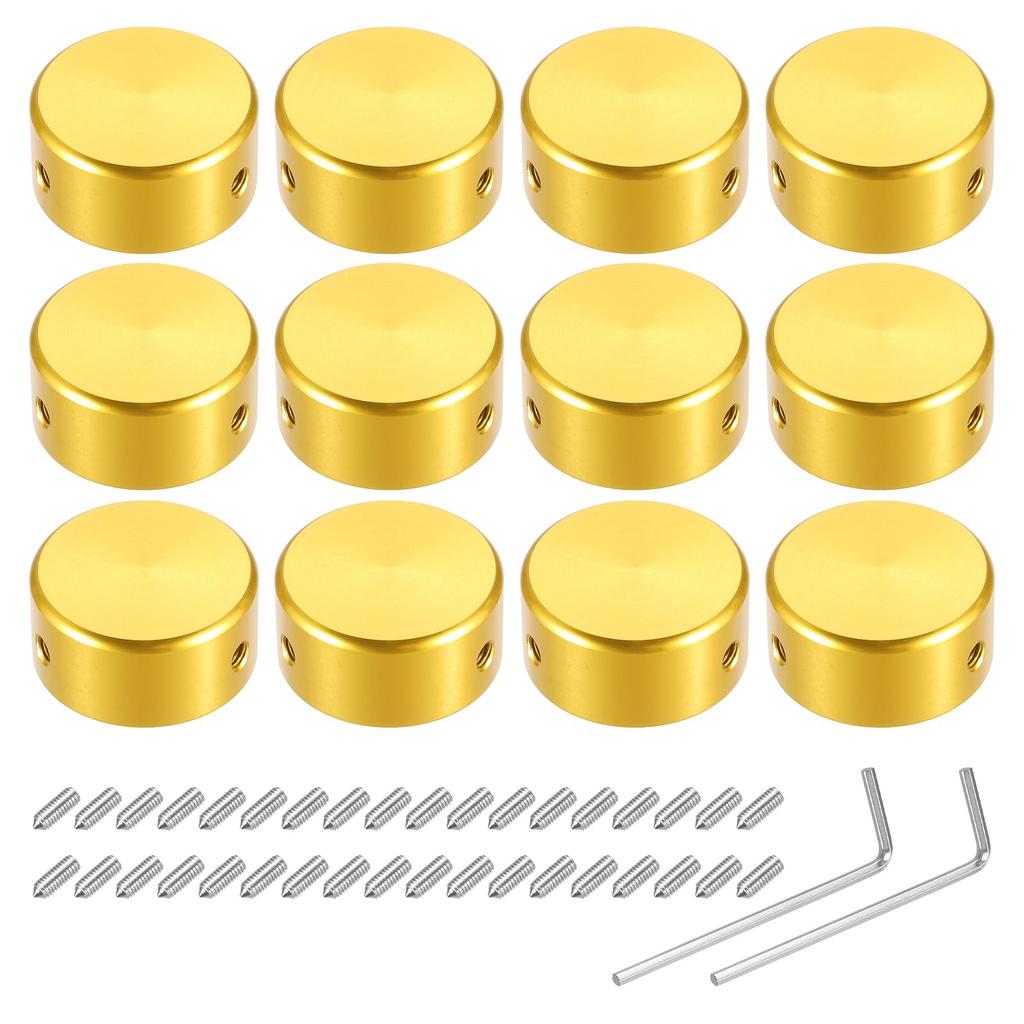 uxcell 12pcs Foot Switch Guitar Pedal Button Metal Foot Switch Top Covers for Guitar Effect Pedal Gold Toppers, Caps, 3/8" Buttons,
