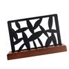 Square Tissue Dispenser Stainless Steel Napkin Paper Organizer with Wood Base Paper Towel Storage Rack for Kitchen