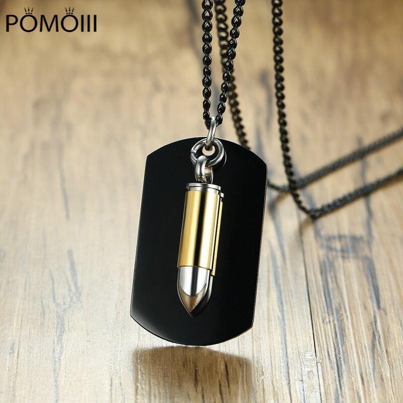 Fashion Personality Gold Color Bullet Necklaces For Women Trendy Jewelry Men Necklaces Pendants For Man Black Color Necklace