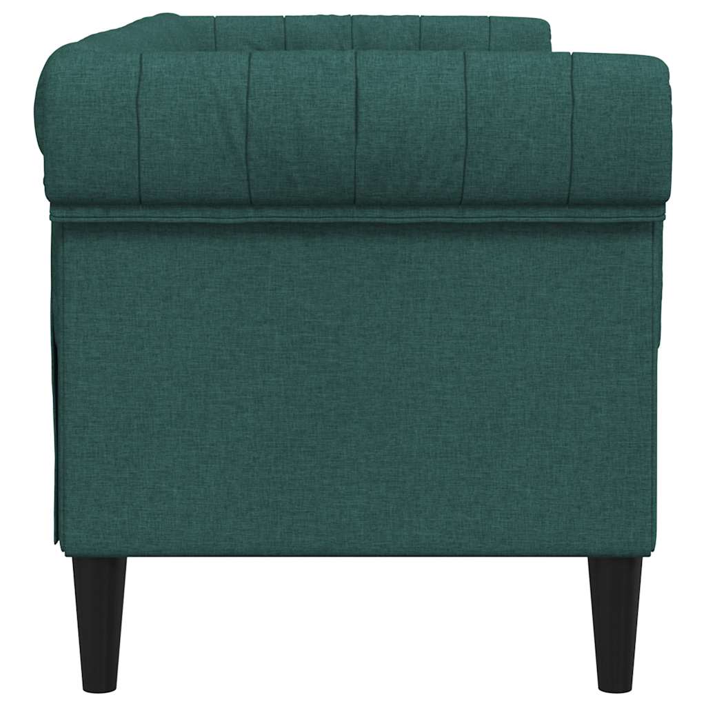 Chesterfield Sofa 2 Seater Dark Green Fabric