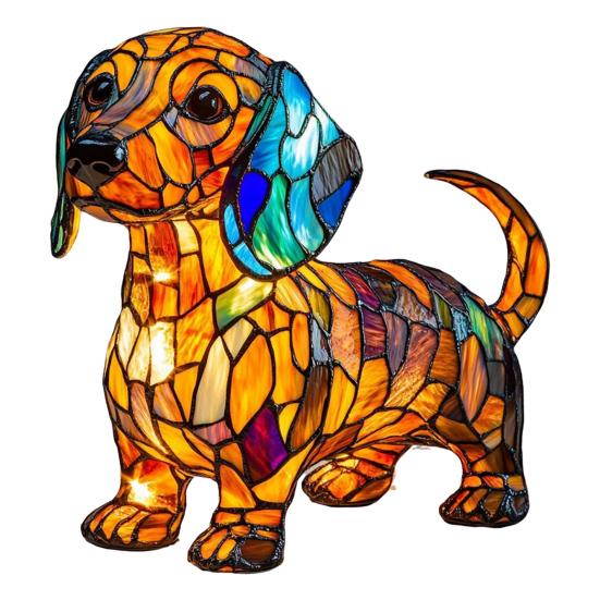 Светодиодный светильник с орнаментом в виде корги, настольная лампа в стиле ретро из смолы для собак, ночник с теплым окружающим светом, акцентное освещение для гостиной