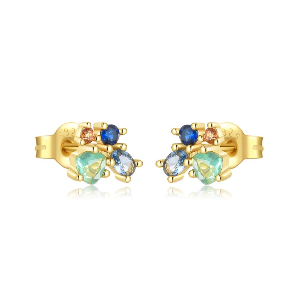 ANDYWEN Стерлингового Серебра 925 пробы, Золото, Красочные циркониевые бабочки, серьги-гвоздики, зажимы для женщин, ювелирные изделия, вечерние пирсинг, роскошные драгоценности