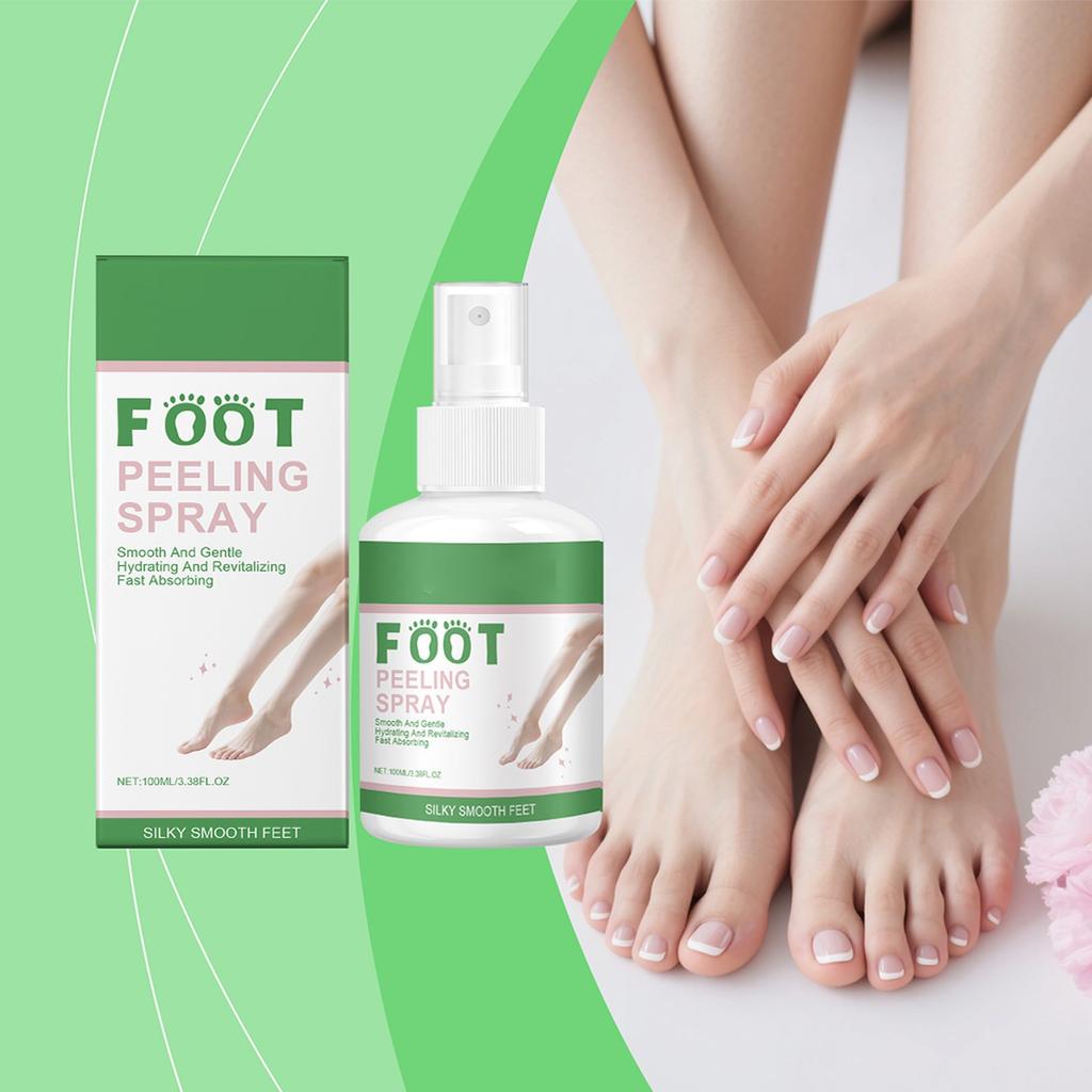 Peele Спрей для мгновенного пилинга стоп, Спрей для пилинга стоп, Мгновенно удаляет омертвевшую кожу, Увлажняет и питает, Отшелушивает сухую, грубую кожу (100мл)