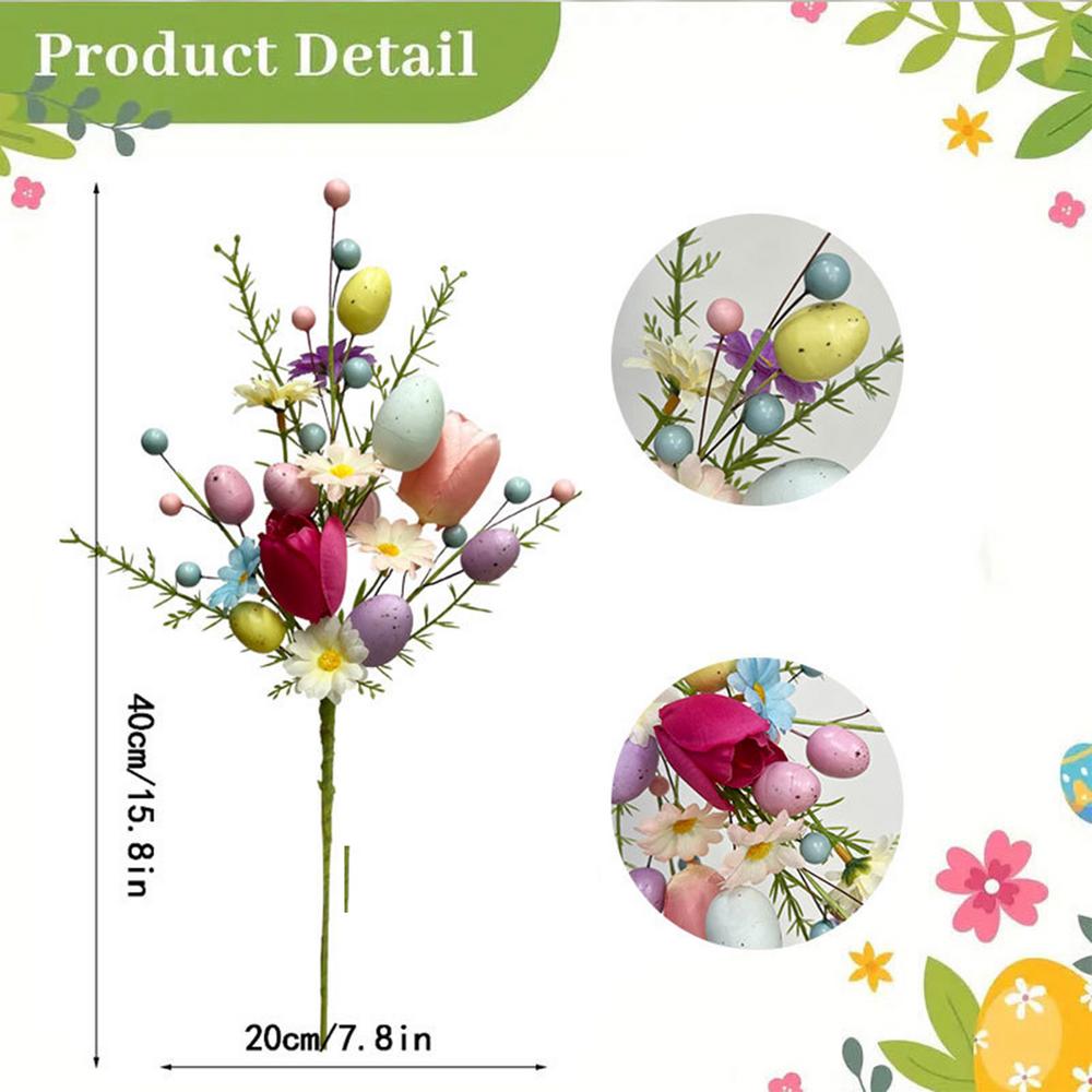 Easter Decorations Artificial Floral Easter Egg Picks Spring Stems Plastic Flower Decor Home Vase Filler Table Home Decor
