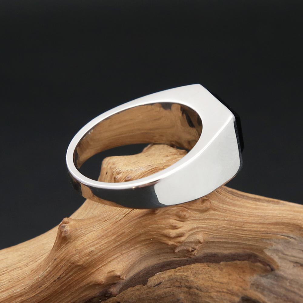 Готические Панк Кольца-Печатки из Нержавеющей Стали с Квадратным Топом Для Мужчин Женщин Классическое Кольцо с Черным Камнем Парные Вечеринки Украшения