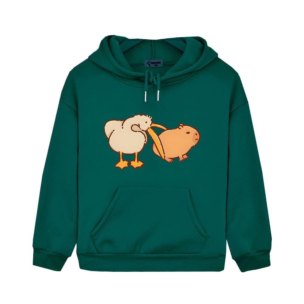 Толстовки с капюшоном «Пеликан и капибара», очень милый свитшот, топы с длинными рукавами для мальчиков и девочек, детская одежда для малышей, одежда Y2k, пуловер для детей