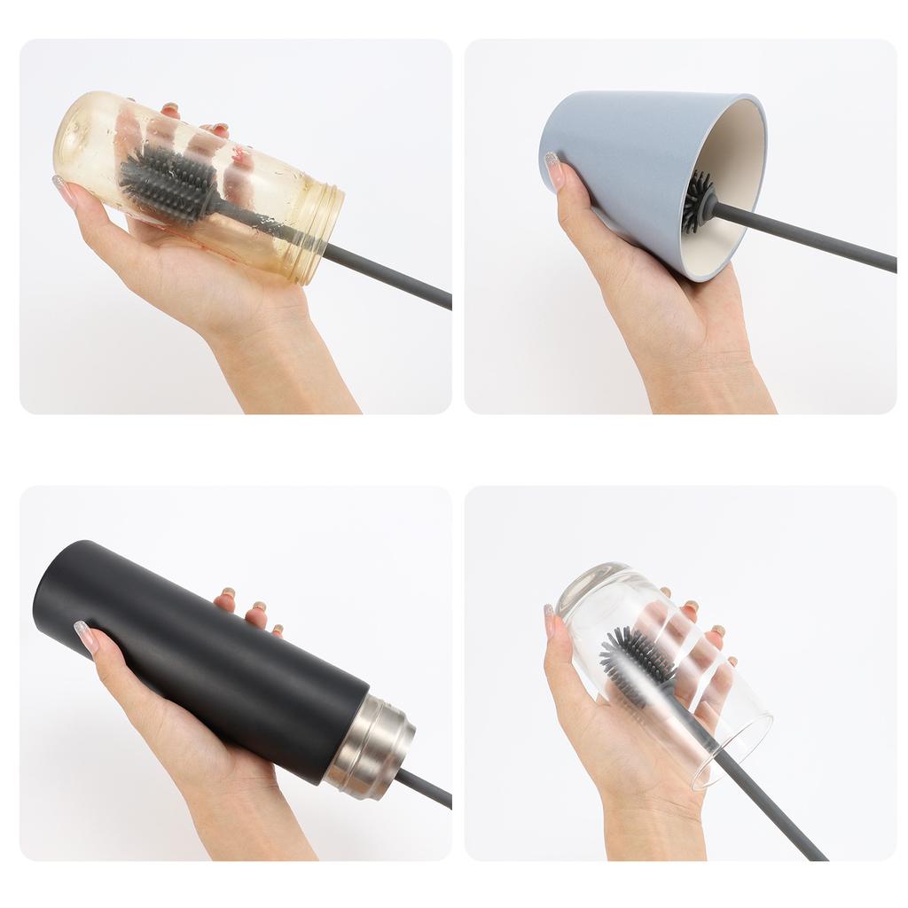 1pcs Household Brushes Without Dead Ends Silicone Bottle Brush Washing Cup Brush Insulation Cup Brushes Long Handle Washing Cup Brush