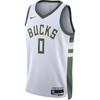 Nike X NBA Collaboration Damian Lillard Bucks 0 Number Limited Edition SW Basketball Jersey Men Jerseys White DN2084-105
