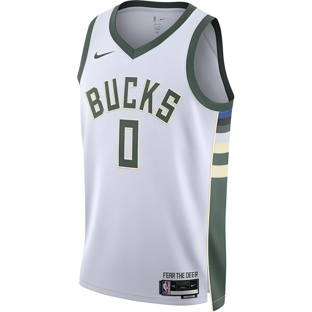 Nike X NBA Collaboration Damian Lillard Bucks 0 Number Limited Edition SW Basketball Jersey Men Jerseys White DN2084-105