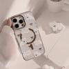 Милый мультяшный кот Прозрачный магнитный держатель Чехол для телефона Для iPhone17 16 15 14 13 12 Pro Max Беспроводная зарядка Задняя крышка