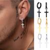 Stainless Steel Earring with Cross Charm for Guys Men's Zircon