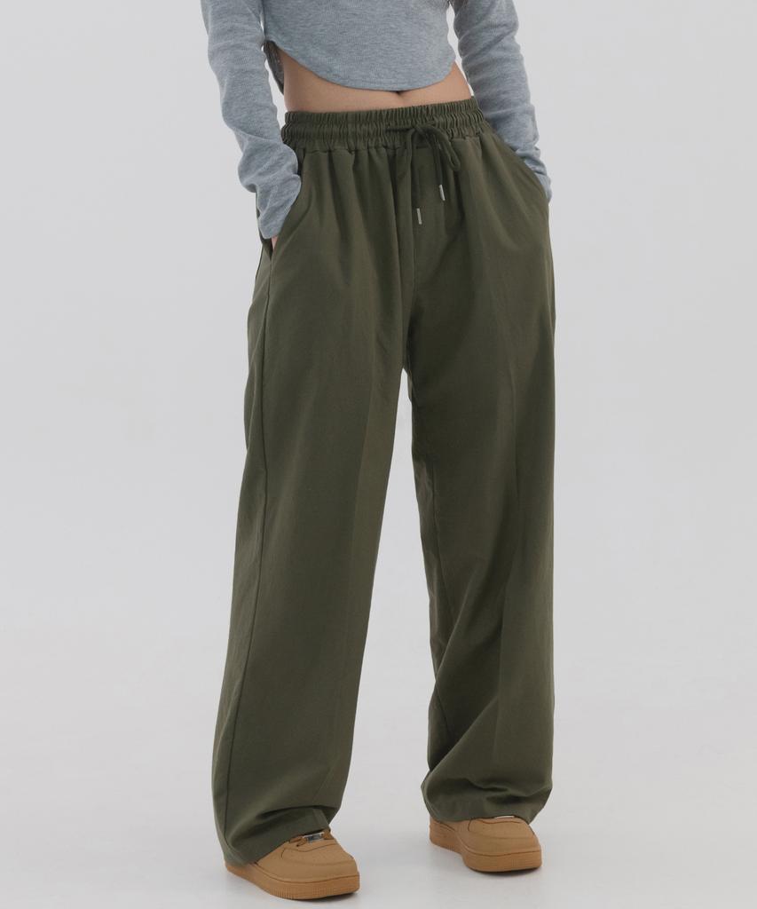 PIANER Linen-Like Semi-Wide Pants (Khaki)