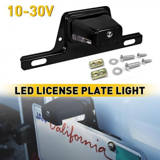 Black 12V DC Bracket-Mount LED License Fit Plate Light UTV Trailer ATV Truck