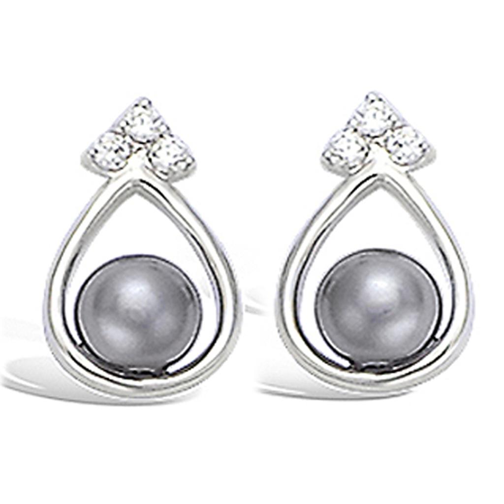 Les Trésors De Lily [L4653] - Silver 'Sissi' Silver Gray Earrings (rhodium-plated) - 14x9 Mm