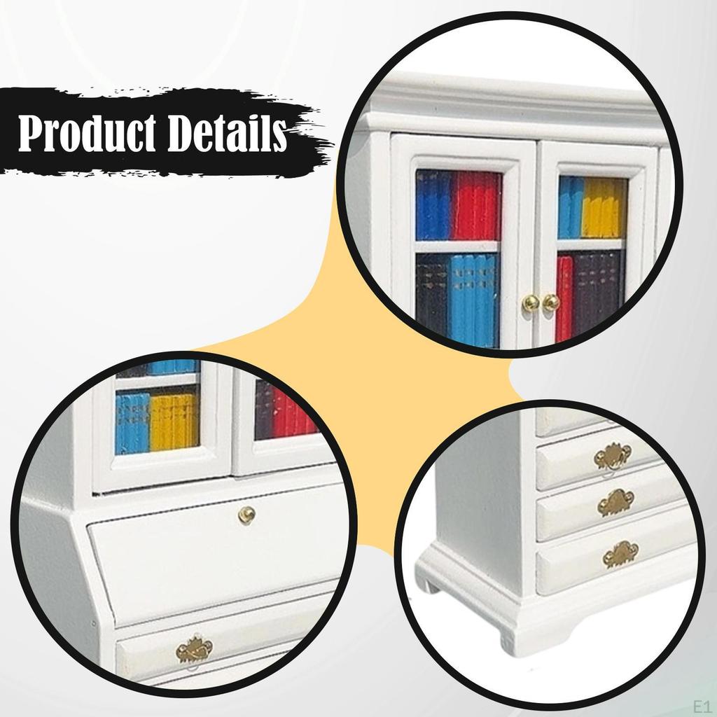 Dollhouse Miniature Furniture Decoration Accessories Bookcase Photo Prop Decorative Wood
