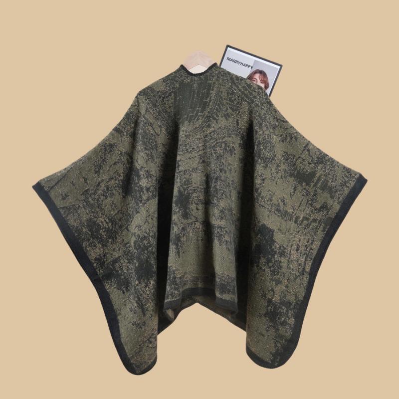 New Oriental Aesthetic Ink Double-sided Thickened Warm Shawl Women's Autumn and Winter Retro Premium Photo Shawl Cape