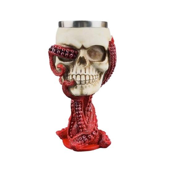 Novelty Beer Mug Skull Shape Realistic Octopus Tentacles Stainless Steel Medieval Halloween Party Wine Cup Whisky Shot Glasses Drinking Cup