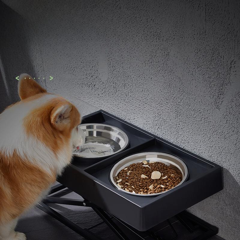 Специальная миска для кормления и поения больших собак, регулируемая миска с высокой посадкой, высококачественная защита шеи, миска из нержавеющей стали для медленного питания