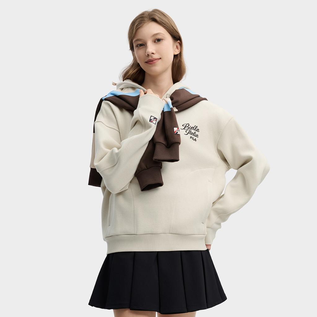 Fila Оригинальная Модная Личность Трендовый Минималистичный Ретро Спортивный Повседневный Удобный Универсальный Худи Женские худи Миндальный Хаки F11W619212FBG