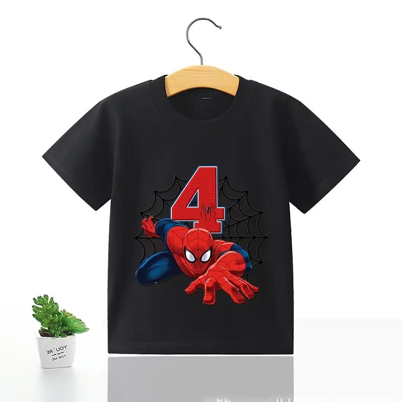 2026 Summer New Childrens Tshirt Digital Spider Unisex Printed Pure Cotton Parent Child Fashion Brand Round Neck Top Unisex