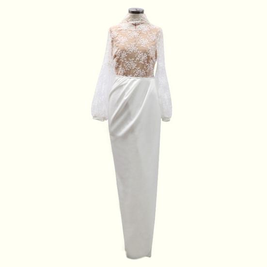 Женские нижние юбки размера плюс, прозрачная водолазка, вечернее платье с высокой талией и высоким разрезом по краю, с пышными рукавами, женское платье, женская одежда