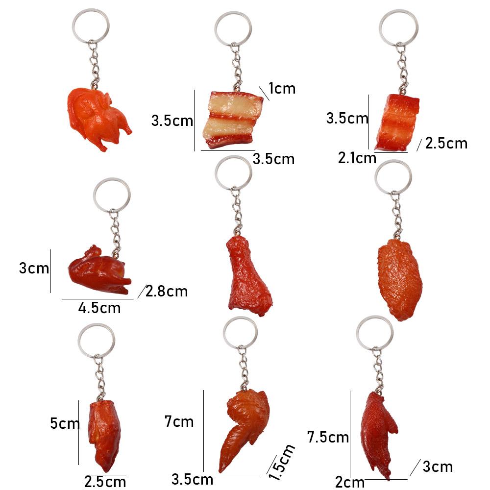 Wings Pork Belly Drumstick Fashion Jewelry Fast Food Key Ring Simulation Food Keychains Bag Pendant
