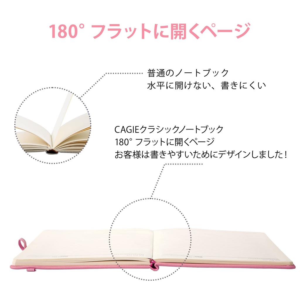 CAGIE Stylish A5 Hardcover Cute 8mm Classic Business x with Pen Pink Notebook, Ruled, Notebook, Journal, Notebook, 14.5cm 21cm, Holder,