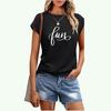 Women Fashion Short Sleeve T-shirt Sring&summer Casual Floral Print Top Ladies Round Neck Tee Shirt