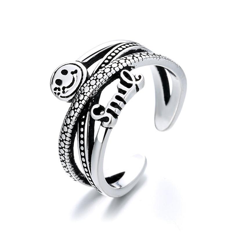 Korean Smiley Braided Multi-layered Ring for Women with Fashionable Temperament Open Index Finger Ring