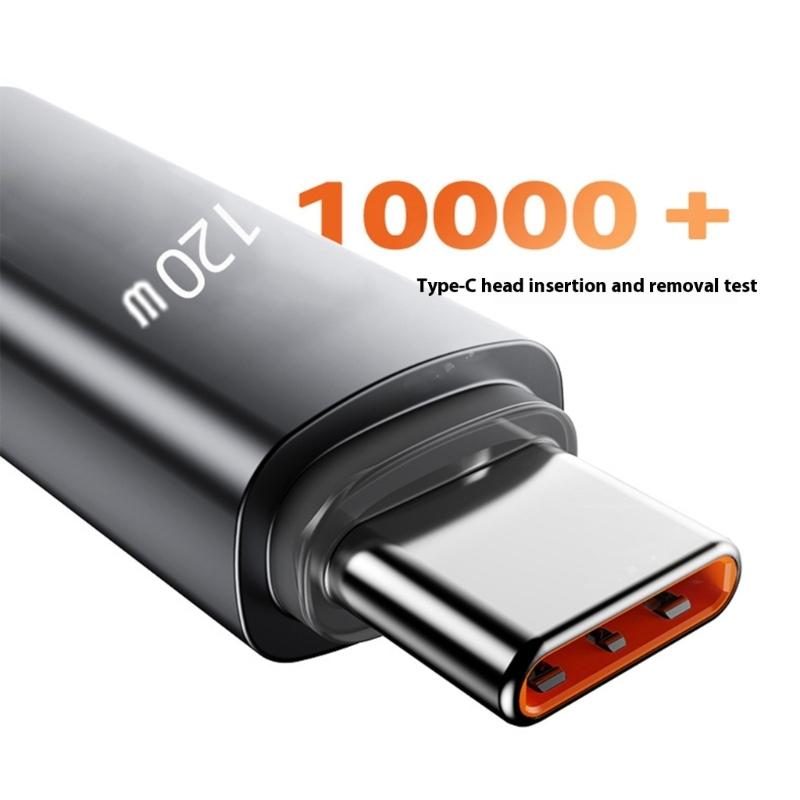 Быстрый кабель питания 120 Вт USB C на Type C Пружинная усиленная оплетка Дизайн против разрыва Подходит для зарядки мобильных устройств