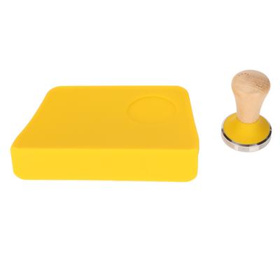 Набор инструментов для прессования кофейного порошка с деревянной ручкой и плоским основанием, нескользящий силиконовый коврик для трамбовки с прорезью