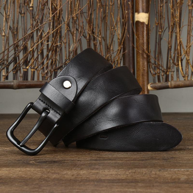 Мужской ремень из коровьей кожи первого слоя шириной 3,8 см, мужской кожаный ремень с пряжкой в стиле ретро, простой и универсальный молодежный ремень