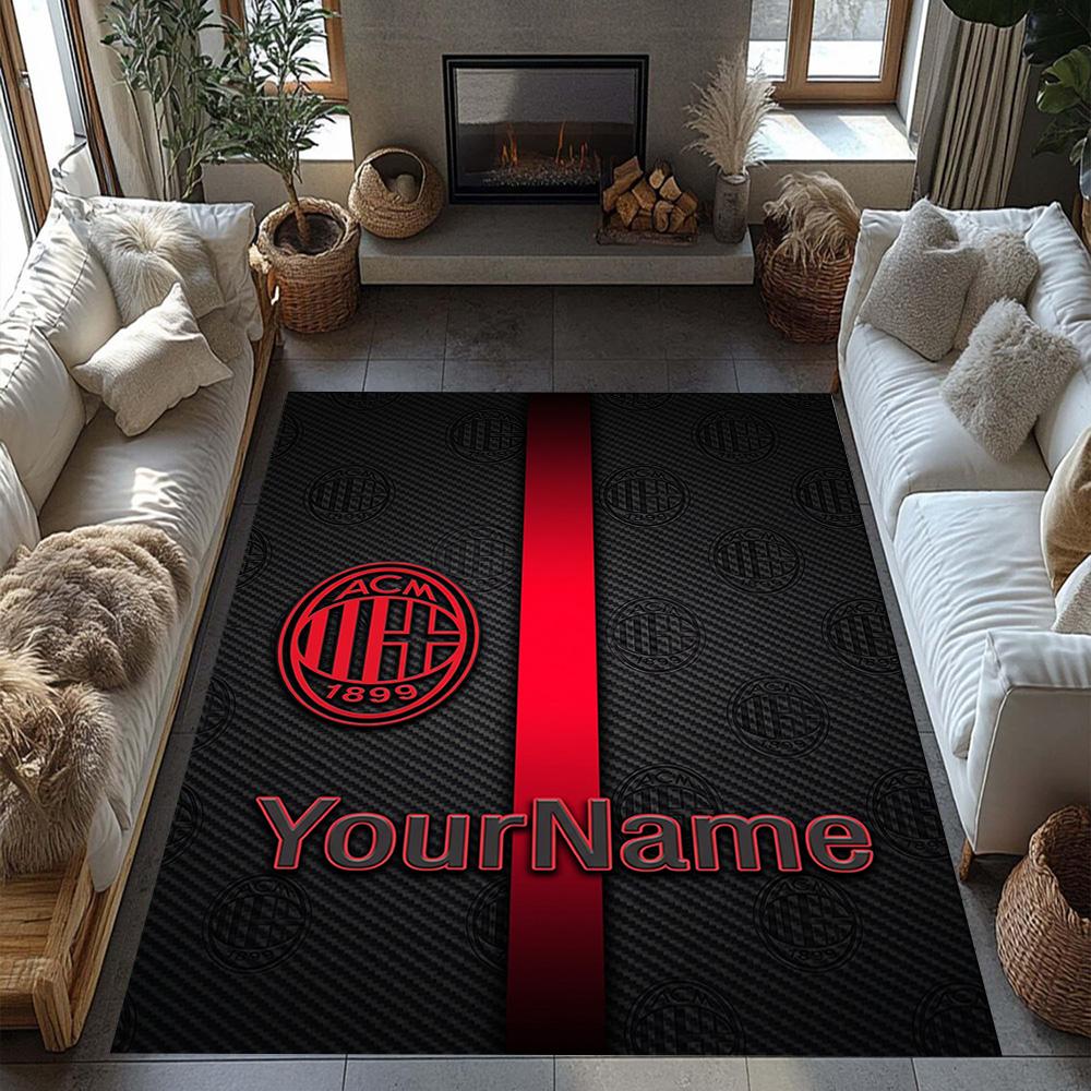 Ac Milan Customize Text Carpet Perfect for Kitchen Outdoor Dining Room Playrooms Anti-slip Rug Office home decor Perfect Gift for Women/Men