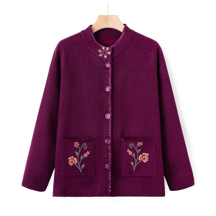 Пожилая осенняя одежда, свитер для среднего и пожилого возраста, свитер нового стиля, осенний свитер для бабушки, куртка, костюм для мамы большого размера