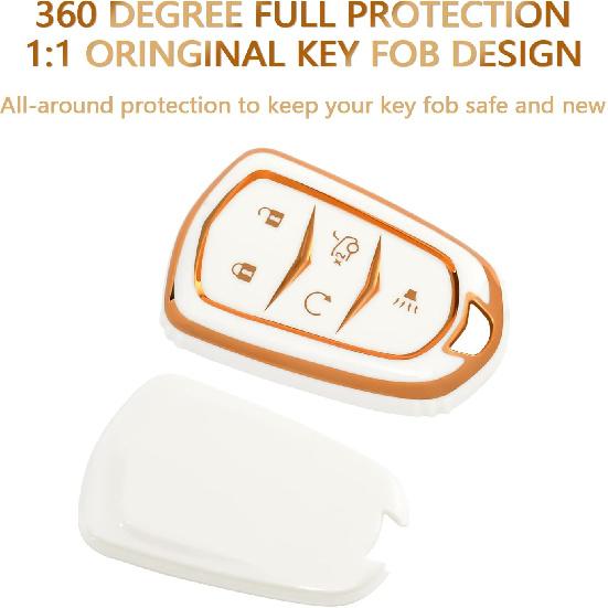 OFFCURVE for Cadillac Key Fob Cover, Premium Soft TPU Key Case Shell for Cadillac Escalade 2015-2019 CTS XTS ATS STS XT4 XT5 CT6 SRX Smart Key Holder