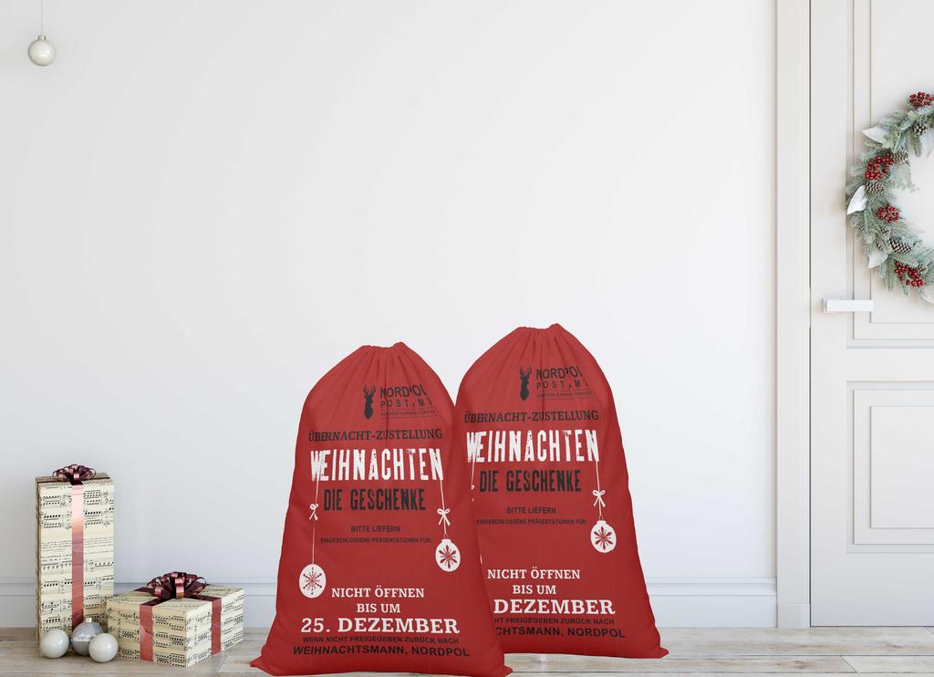 Printtoo Большая холщовая сумка на шнурке, рождественские мешки, подарочный мешок Санты, индивидуальный подарок на вечеринку, 2 шт., 27x20 дюймов